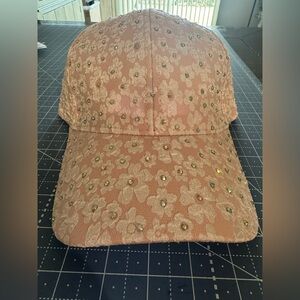 Jacqueline Kent pink w/flowers and crystals snap back cap. BRAND NEW!!